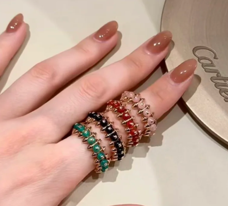 [⭐JeweliWhal]CLASH ELEGANT ROSE GOLD RING FEATURING NATURAL AGATE