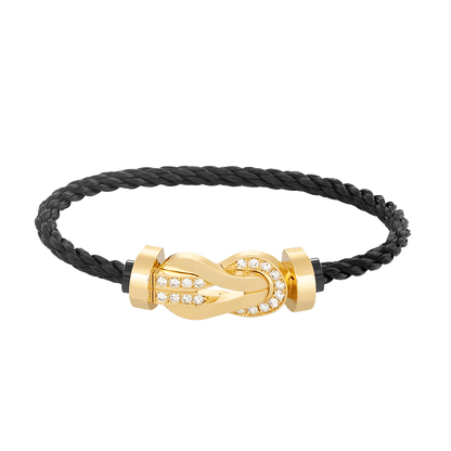 [⭐JeweliWhal]CHANCE LARGE 8 FIGURE BUCKLE HALF DIAMOND BRACELET GOLD