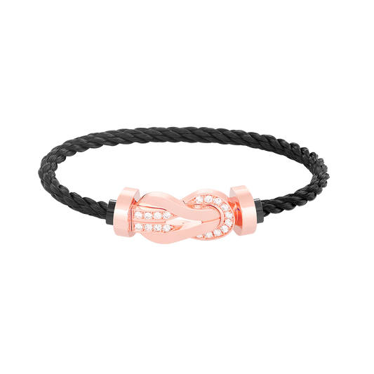 [⭐JeweliWhal]CHANCE LARGE 8 FIGURE BUCKLE HALF DIAMOND BRACELET ROSE GOLD