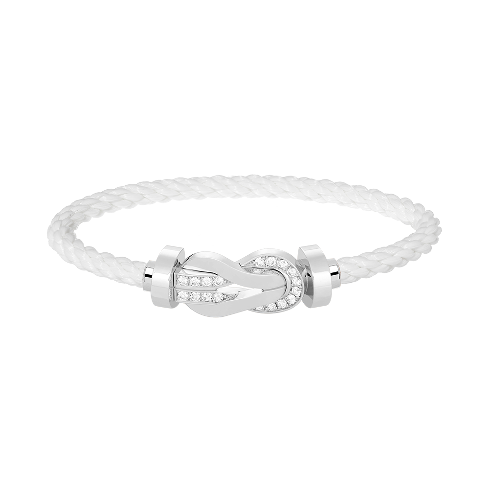 [⭐JeweliWhal]CHANCE LARGE 8 FIGURE BUCKLE HALF DIAMOND BRACELET SILVER