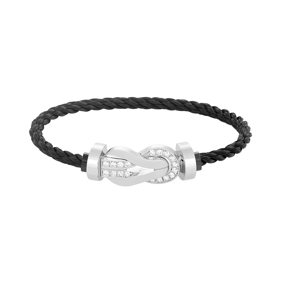 [⭐JeweliWhal]CHANCE LARGE 8 FIGURE BUCKLE HALF DIAMOND BRACELET SILVER