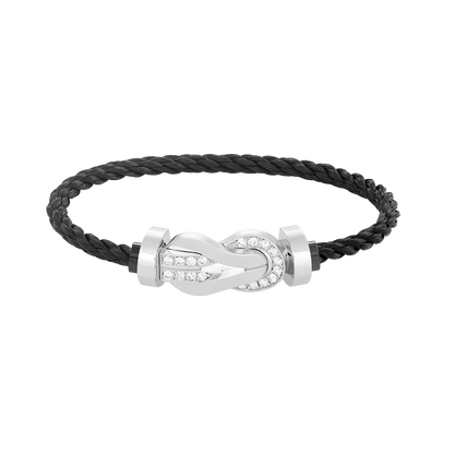 [⭐JeweliWhal]CHANCE LARGE 8 FIGURE BUCKLE HALF DIAMOND BRACELET SILVER