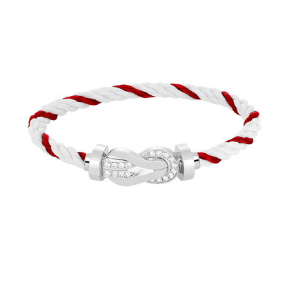 [⭐JeweliWhal]CHANCE LARGE 8 FIGURE BUCKLE HALF DIAMOND BRACELET SILVER