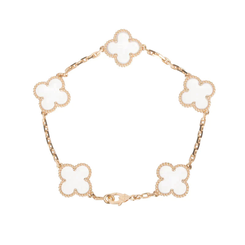 [⭐JeweliWhal]CLOVER 5 MOTIF ROCK CRYSTAL BRACELET