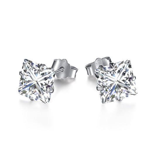 [Tonmkive Jewelry]Stylische, glänzende Ohrstecker mit quadratischem Mittelstein
