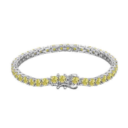 [Tonmkive Jewelry] Verziertes, schillerndes Tennisarmband mit Rundschliff