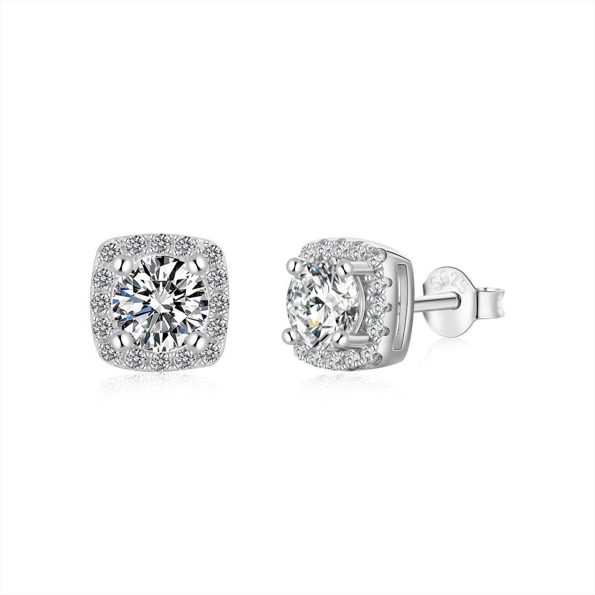 [Tonmkive Jewelry] أقراط مسمارية كلاسيكية بحجر مركزي دائري