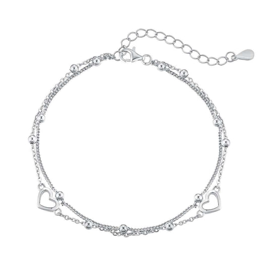 [Tonmkive Jewelry]Zierliches doppelreihiges Armband mit Liebesherz