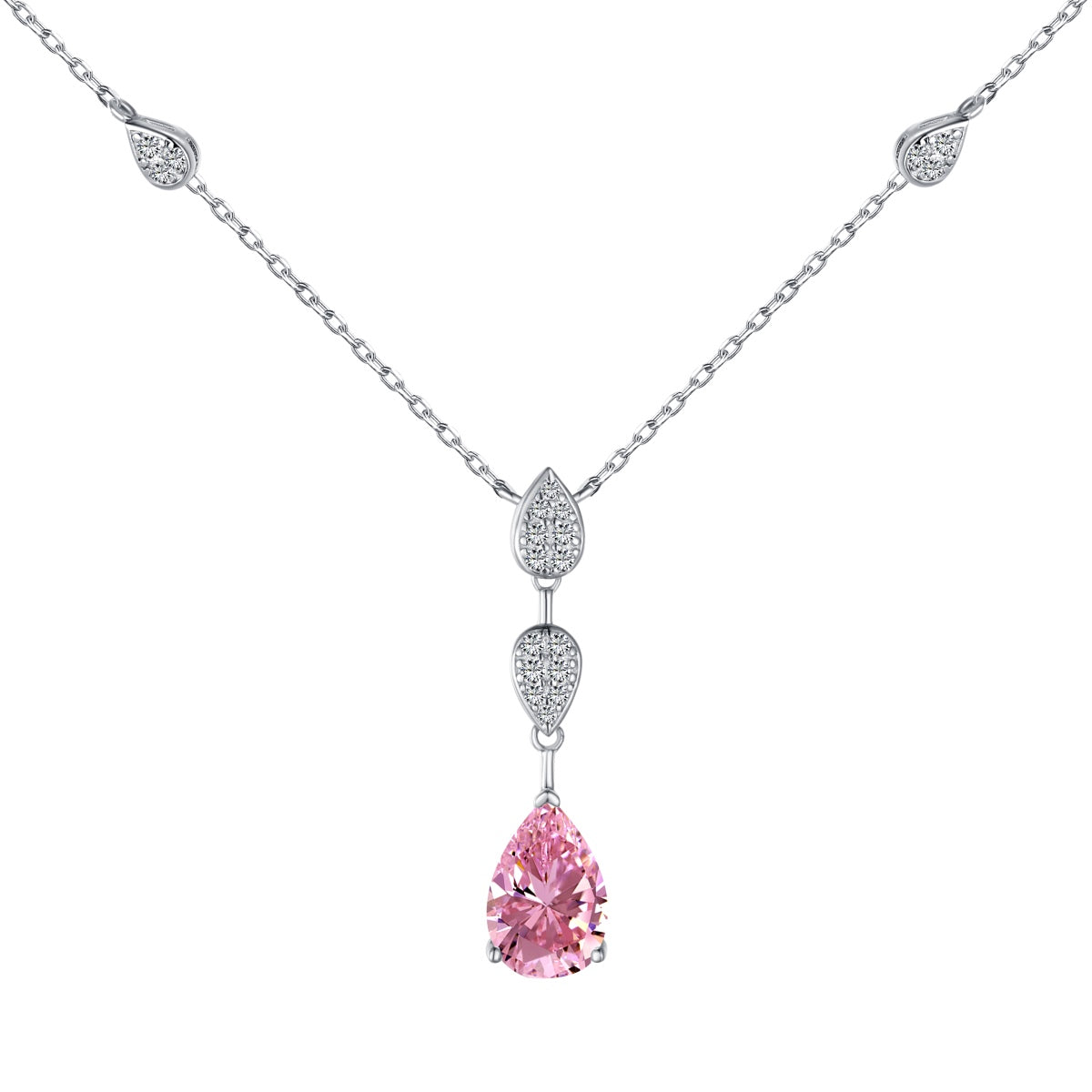 [Tonmkive Jewelry] Schillernde Halskette mit Tropfenschliff