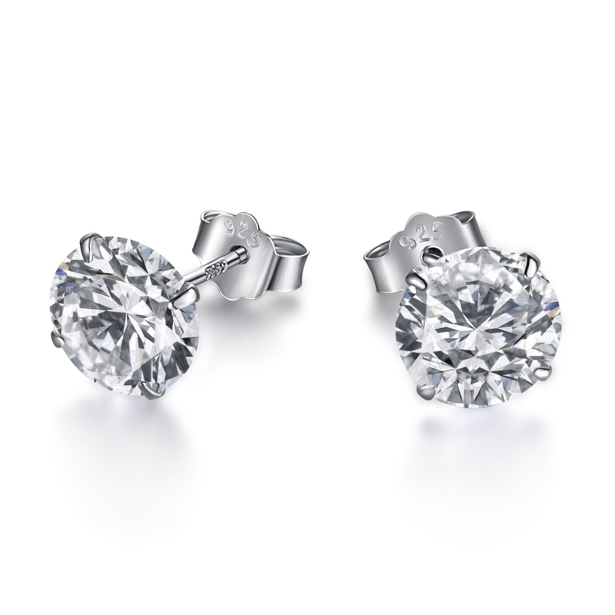 [Tonmkive Jewelry]أقراط مسمارية أنيقة بحجر مركزي دائري لامع