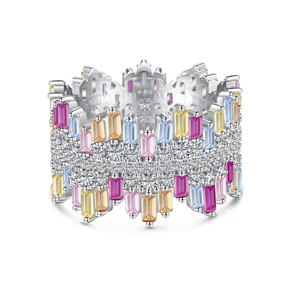 [Tonmkive Jewelry]خاتم يومي فاخر بقصة إشعاعية ملونة