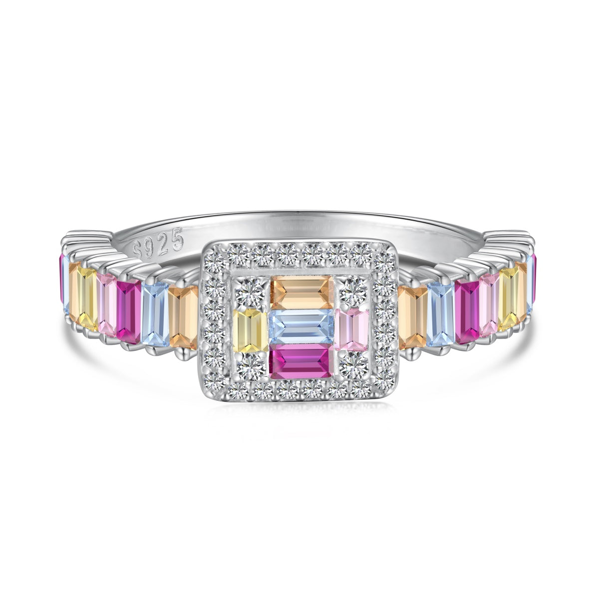 [Tonmkive Jewelry]Exquisiter farbiger Partyring mit Radiant-Schliff