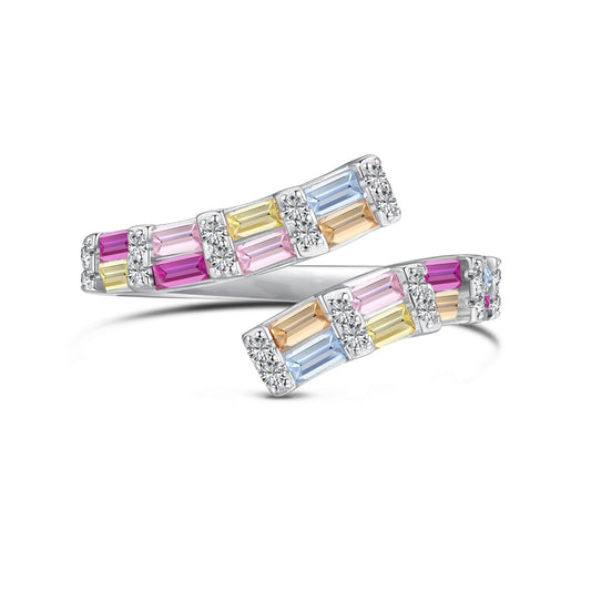 [Tonmkive Jewelry] خاتم يومي قابل للتعديل بتصميم ساحر وملون بقطع مشع