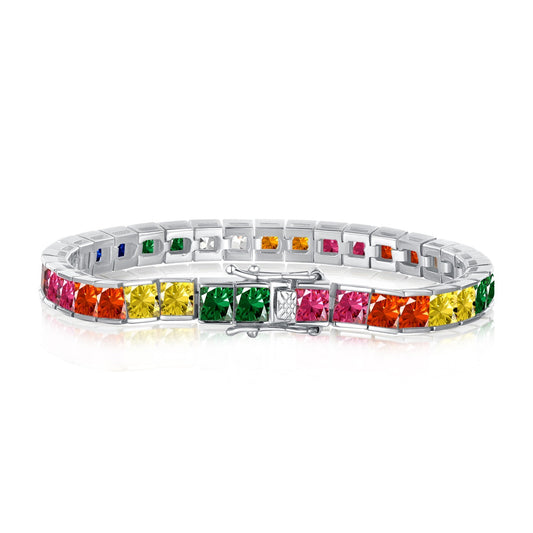 [Tonmkive Jewelry]Strahlendes, farbenfrohes Tennisarmband im Prinzessinnenschliff