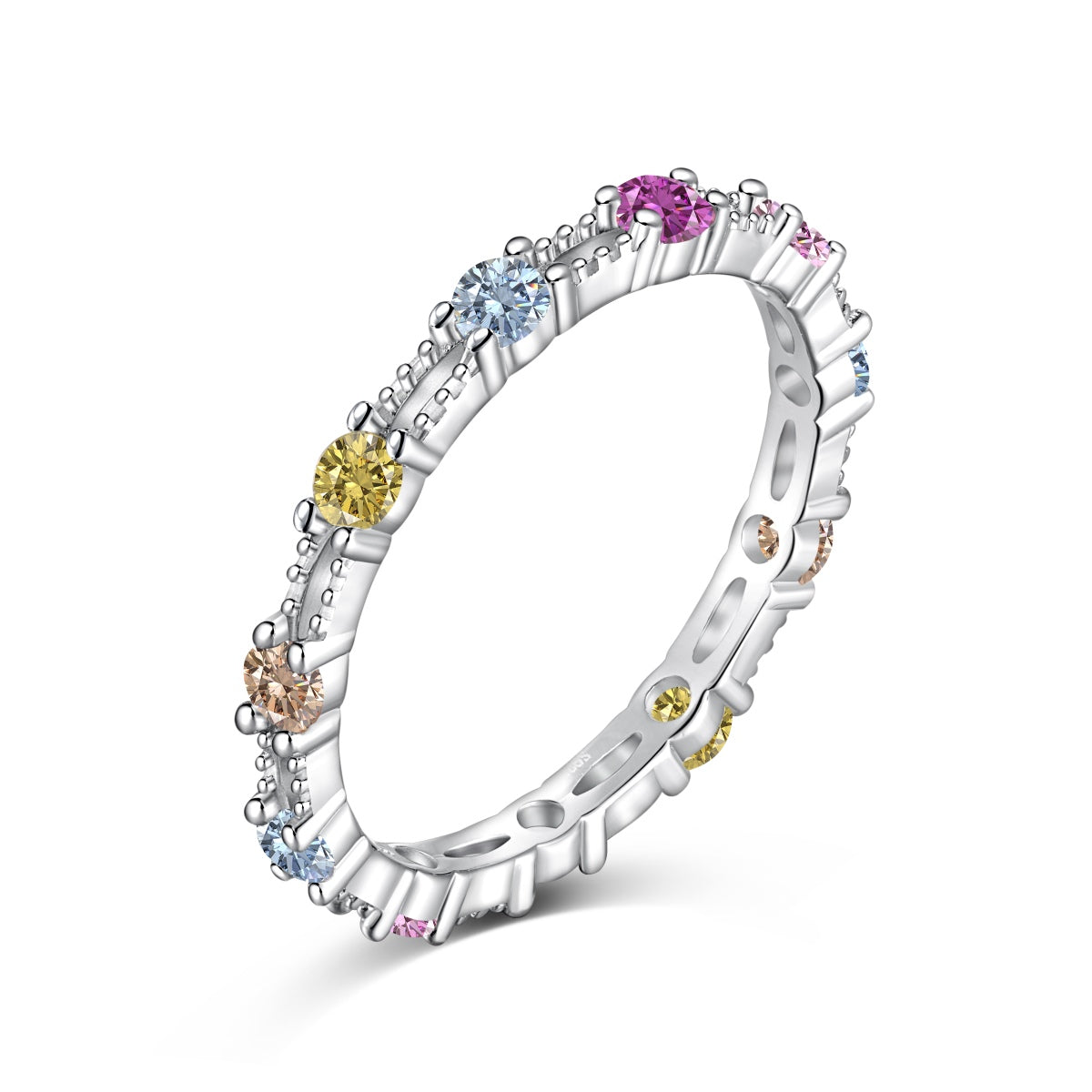 [Tonmkive Jewelry]Funkelnder bunter runder Tennisring