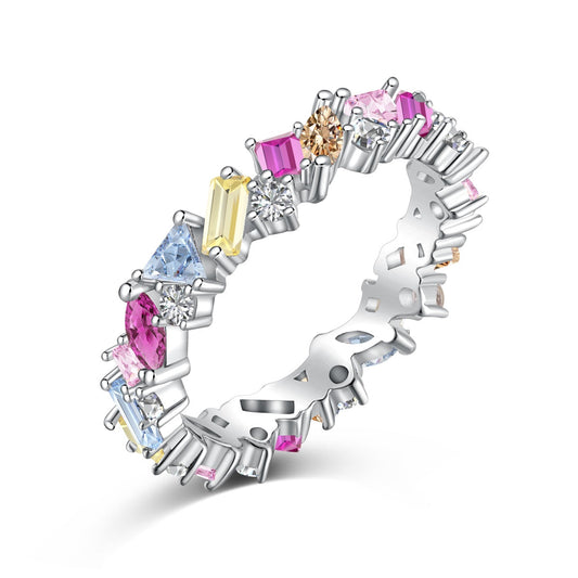 [Tonmkive Jewelry]خاتم يومي متلألئ متعدد الألوان بقطع متنوع