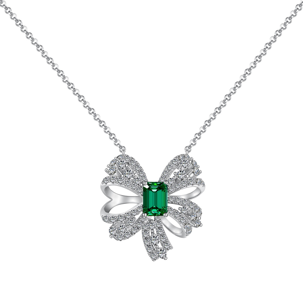 [Tonmkive Jewelry]Luxuriöse Blumenform Smaragdschliff Halskette