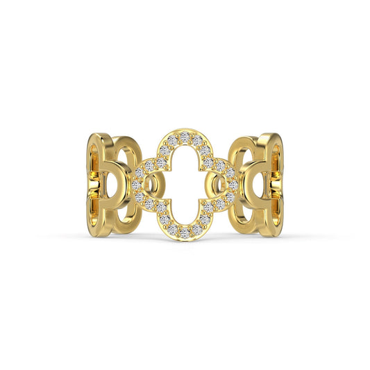 [Tonmkive Jewelry] خاتم بتصميم مجوف على شكل زهرة البرسيم رباعي الأوراق