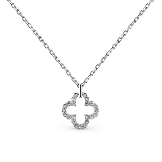 [Tonmkive Jewelry] قلادة رقيقة بتصميم جوفاء على شكل زهرة البرسيم رباعية الأوراق