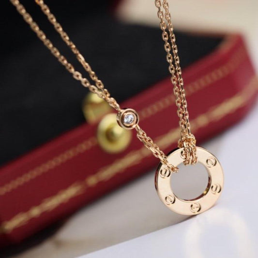 [⭐JeweliWhal]LOVE NECKLACE ADJUSTABLE ROSE GOLD 2 DIAMOND