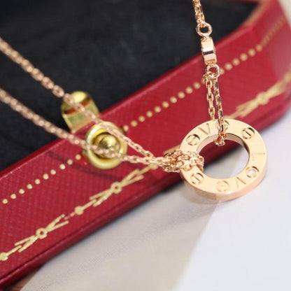 [⭐JeweliWhal]LOVE NECKLACE ADJUSTABLE ROSE GOLD 2 DIAMOND