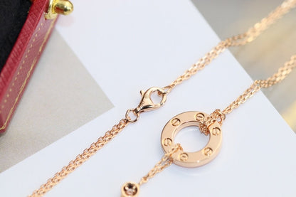 [⭐JeweliWhal]LOVE NECKLACE ADJUSTABLE ROSE GOLD 2 DIAMOND