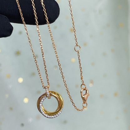 [⭐JeweliWhal]TRINITY NECKLACE SILVER GOLD PINK GOLD DIAMONDS