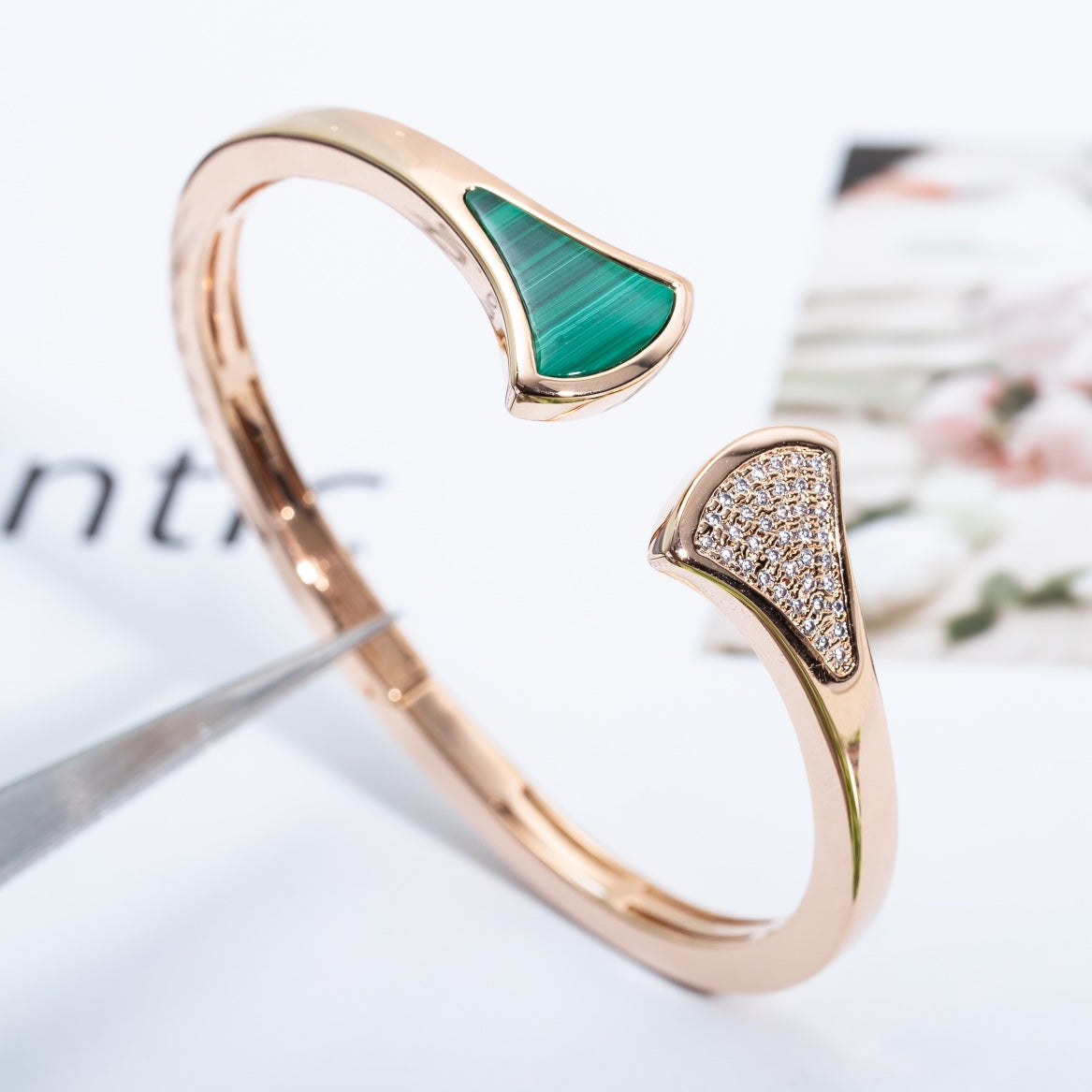 [⭐JeweliWhal]DREAM BRACELET OPEN MALACHITE PINK GOLD