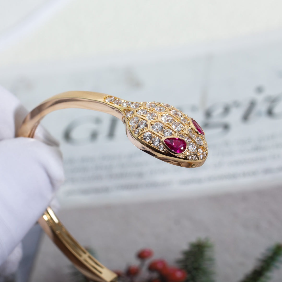 [⭐JeweliWhal]SERPENTI BRACELET PINK GOLD DIAMOND DOUBLE SNAKE