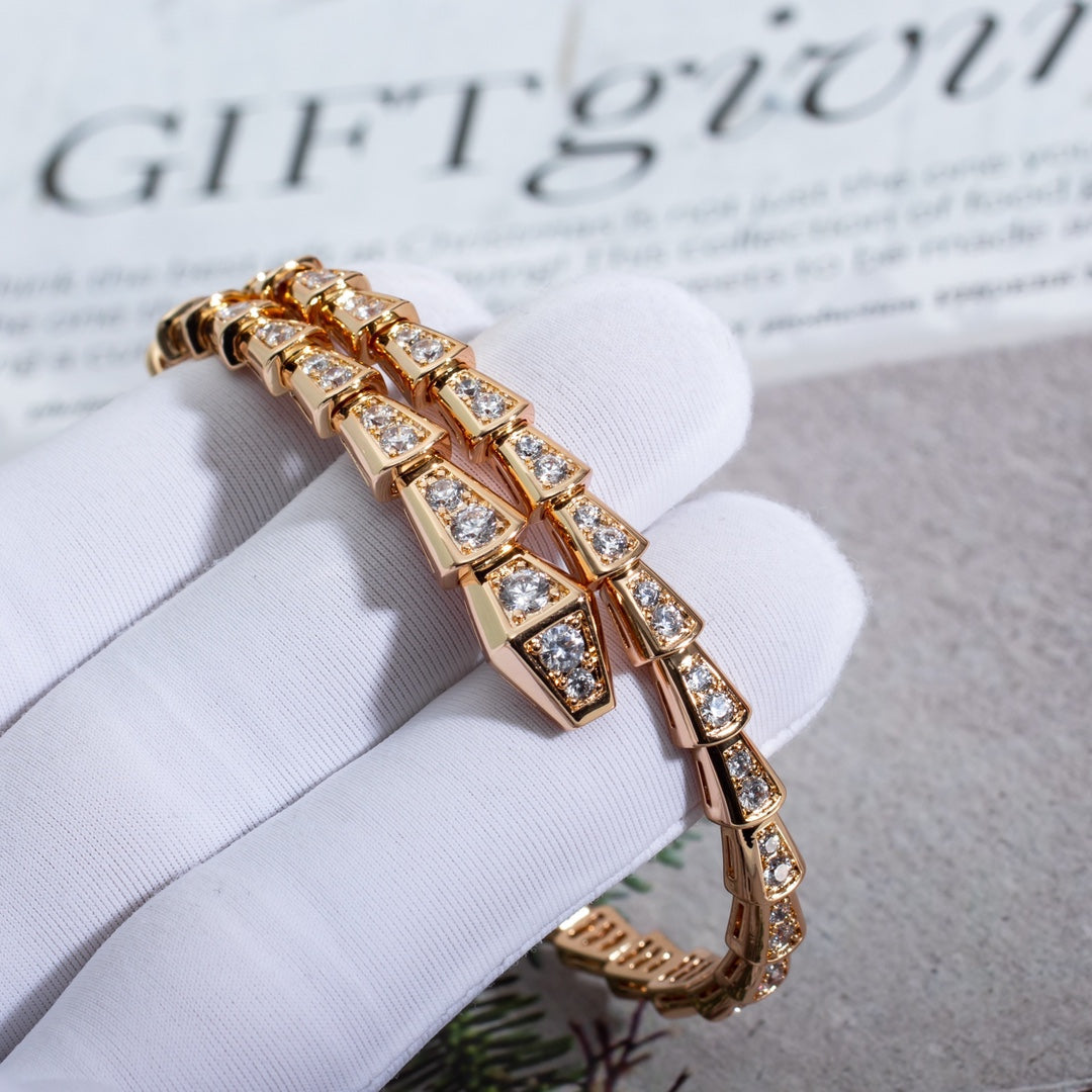 [⭐JeweliWhal]SERPENTI BRACELET 6.8MM PINK GOLD DIAMOND