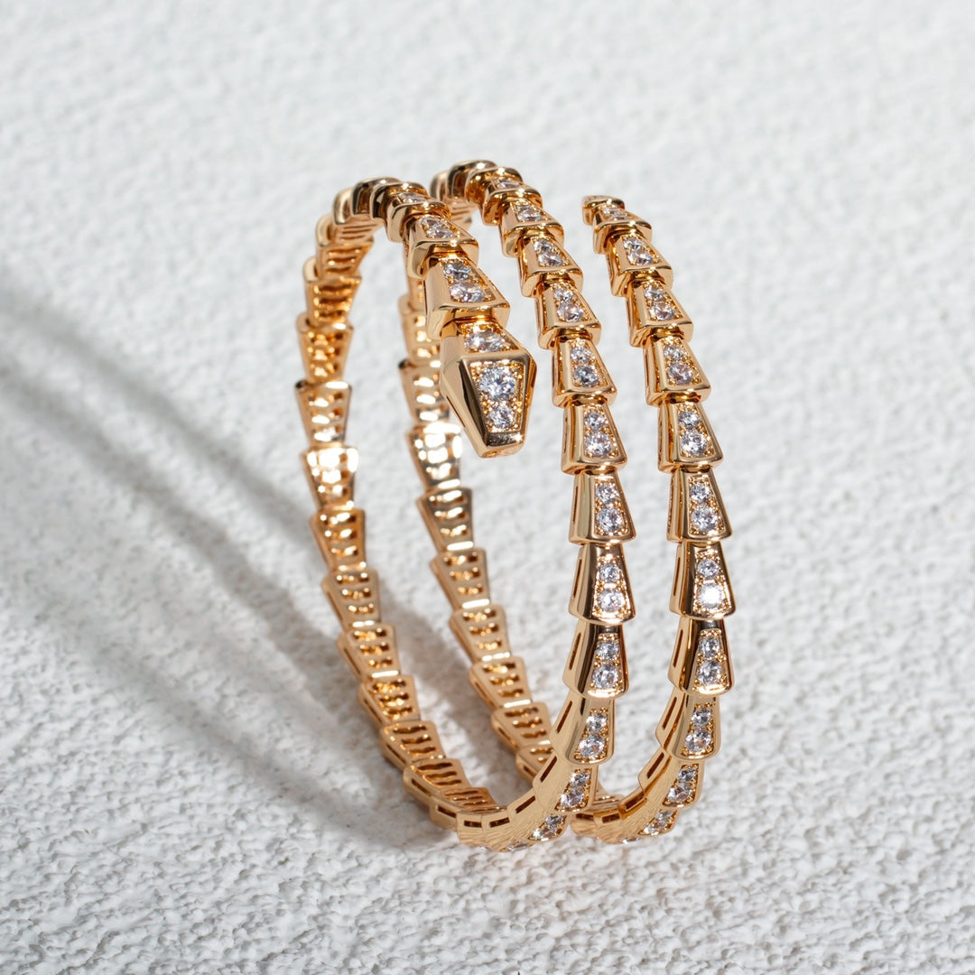 [⭐JeweliWhal]SERPENTI BRACELET PINK GOLD DIAMOND DOUBLE ROW