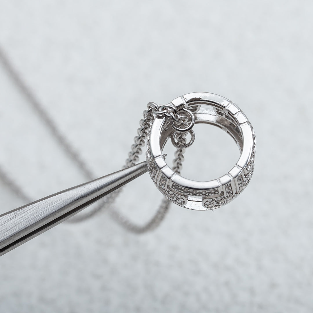 [⭐JeweliWhal]PARENTESI NECKLACE SILVER DIAMOND