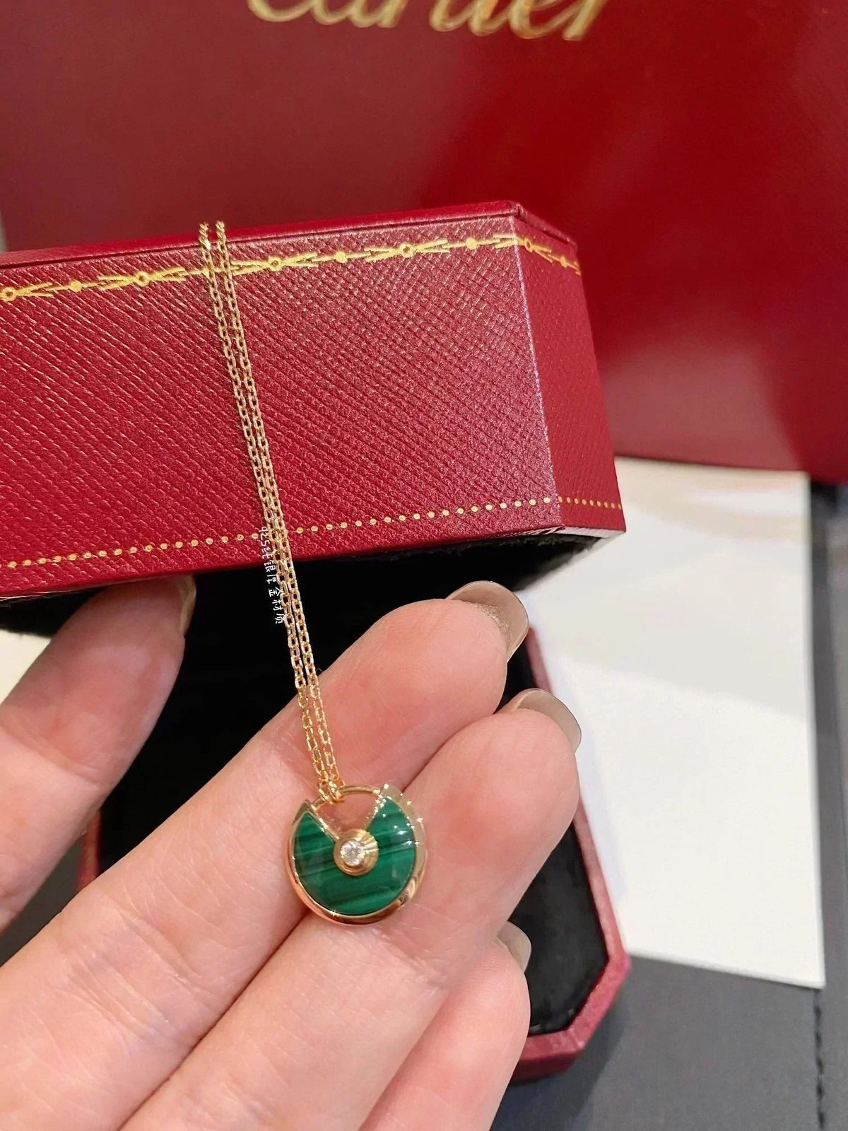 [⭐JeweliWhal]AMULETTE ROSE GOLD MALACHITE NECKLACE