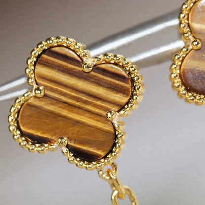 [⭐JeweliWhal]CLOVER  2 MOTIF  TIGER EYE CARNELIAN EARRINGS