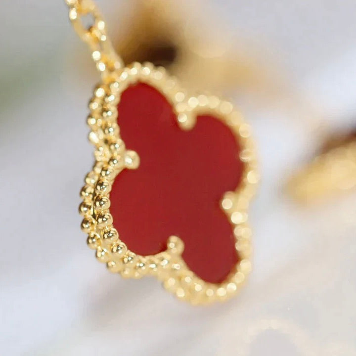 [⭐JeweliWhal]CLOVER  2 MOTIF  TIGER EYE CARNELIAN EARRINGS