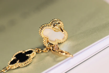 [⭐JeweliWhal]CLOVER EARRINGS GOLD ONYX MOP 3 MOTIF