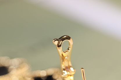 [⭐JeweliWhal]CLOVER EARRINGS GOLD ONYX MOP 3 MOTIF