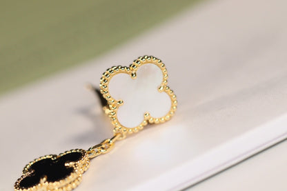 [⭐JeweliWhal]CLOVER EARRINGS GOLD ONYX MOP 3 MOTIF