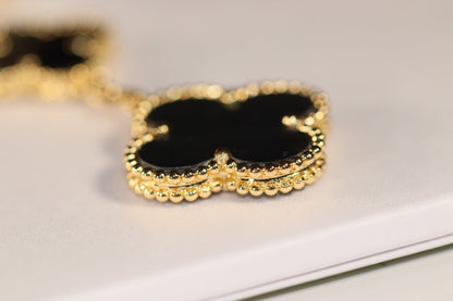 [⭐JeweliWhal]CLOVER EARRINGS GOLD ONYX MOP 3 MOTIF