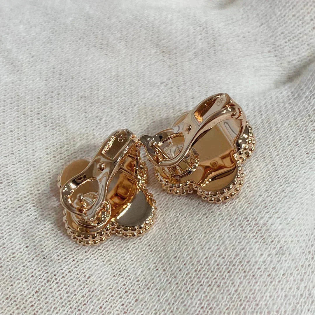[⭐JeweliWhal]CLOVER MEDIUM 1 MOTIFS CARNELIAN  DIAMOND earrings