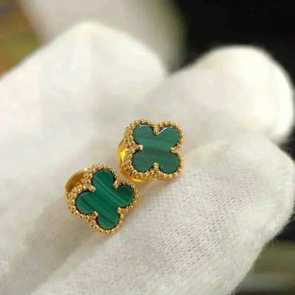 [⭐JeweliWhal]CLOVER MINI 9.5MM MALACHITE  EARRINGS