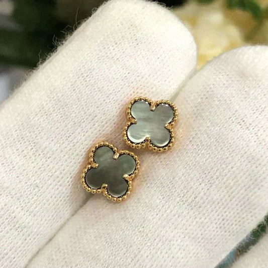 [⭐JeweliWhal]CLOVER MINI 9.5MM GRAY MOP EARRINGS