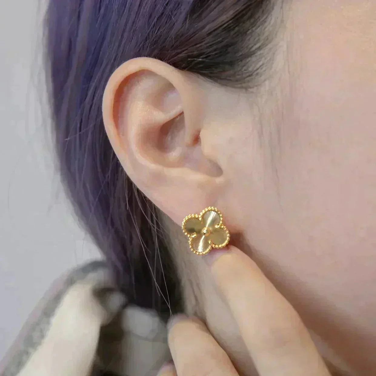 [⭐JeweliWhal]CLOVER MEDIUM 1 MOTIFS LASER EARRINGS