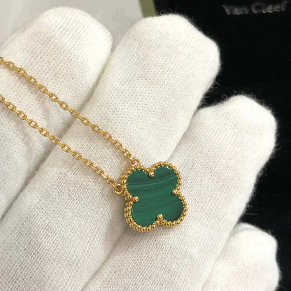[⭐JeweliWhal]CLOVER 15MM MALACHITE SINGLE FLOWER  NECKLACE