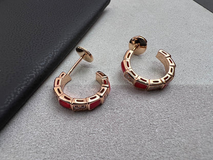 [⭐JeweliWhal]SERPENTI CARNELIAN PINK GOLD EARRINGS