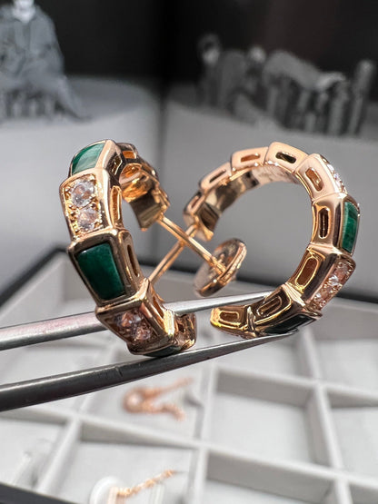 [⭐JeweliWhal]SERPENTI MALACHITE PINK GOLD EARRINGS