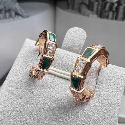 [⭐JeweliWhal]SERPENTI MALACHITE PINK GOLD EARRINGS