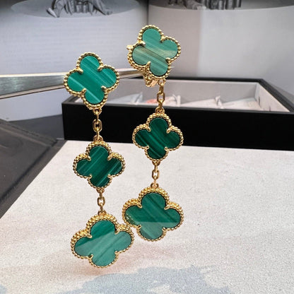[⭐JeweliWhal]CLOVER MALACHITE 3 MOTIFS GOLD