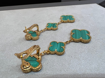 [⭐JeweliWhal]CLOVER MALACHITE 3 MOTIFS GOLD