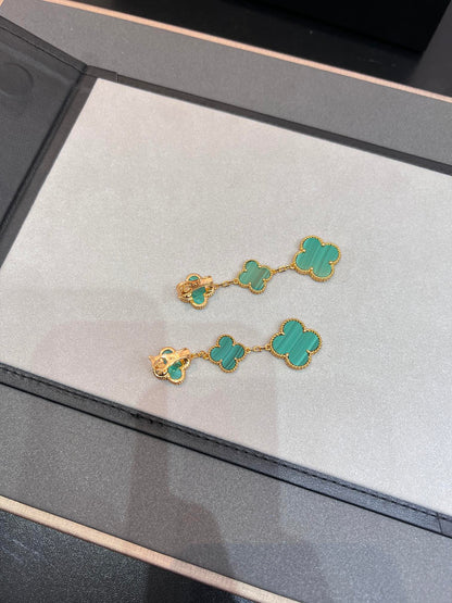 [⭐JeweliWhal]CLOVER MALACHITE 3 MOTIFS GOLD